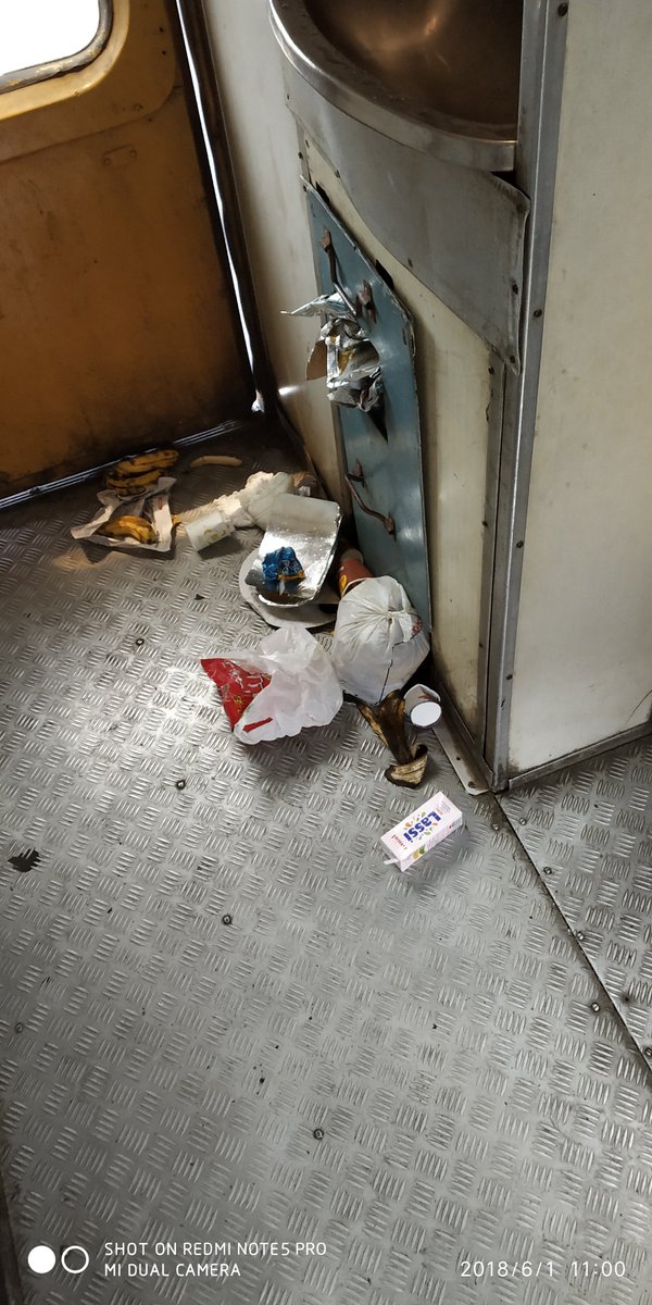 sajinsimon13's tweet image. No cleanliness has taken place in coach B-1 of train number 02194 since the train started from the source station and the dustbin is overflowing. Please Look Into This matter.
@PiyushGoyal @PiyushGoyalOffc