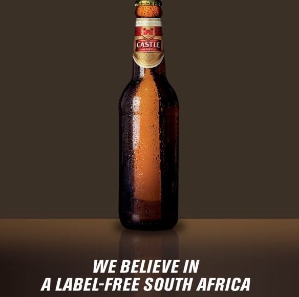 CatsandShepherd's tweet photo. Castle Lager said it will sell beer without labels "in solidarity with all those who are unfairly and callously labelled on a daily basis". #SmashTheLabel #AshwinWillemse https://t.co/Yv3bAN4u8o https://t.co/iYSR6Od99z