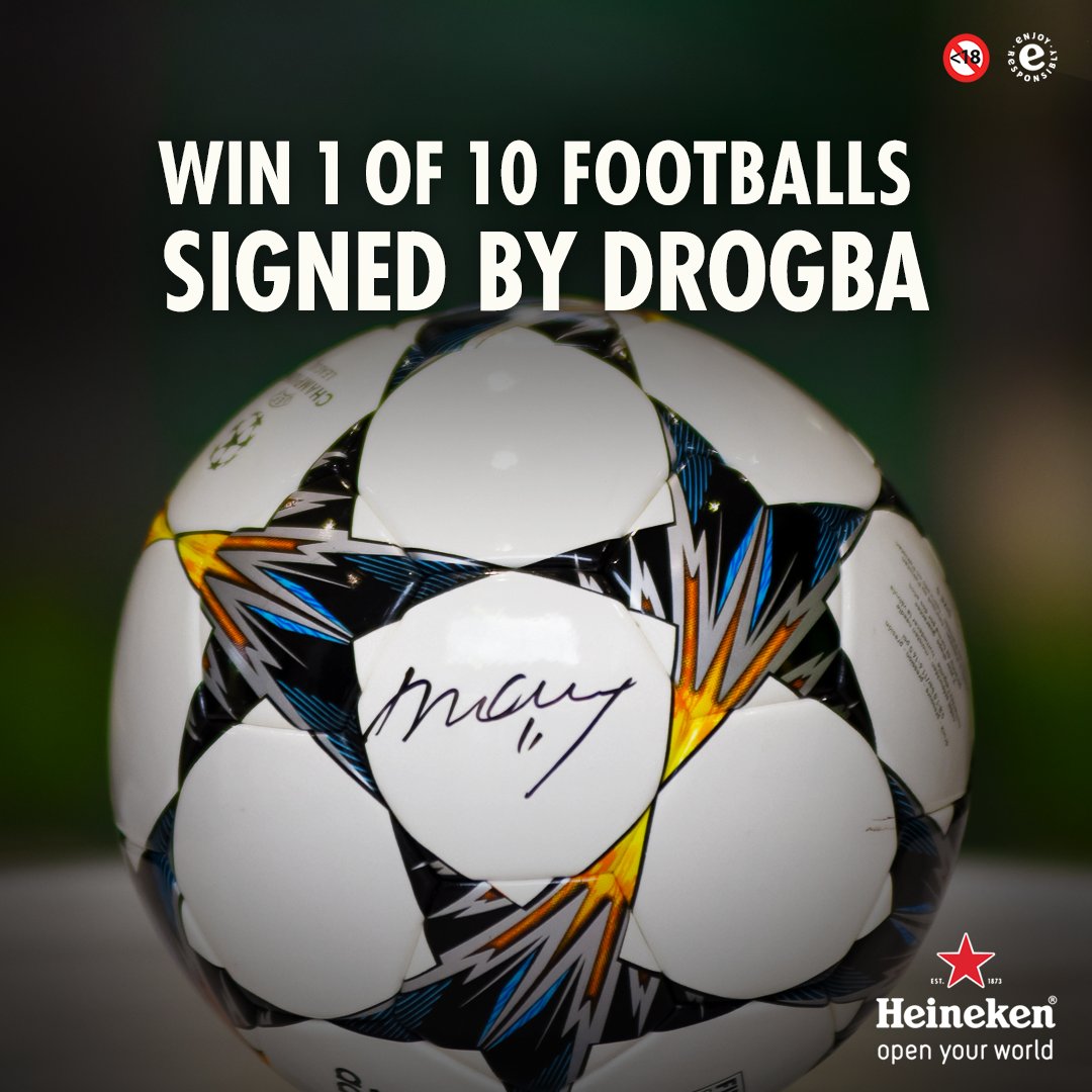 We brought you a legendary final. Now we’re giving you the chance to win 1 of 10 footballs signed by the legendary <a href="/didierdrogba/">Didier Drogba</a>. RT &amp; tag <a href="/Heineken_SA/">Heineken SA</a> with #ShareTheDrama to enter.