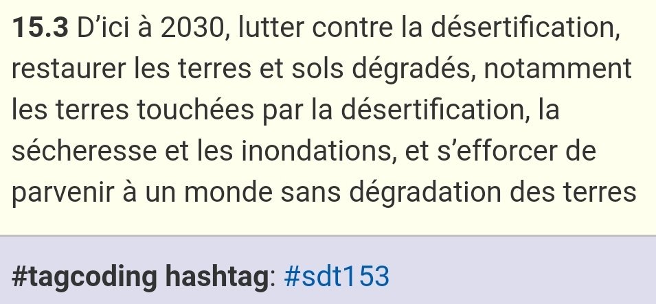 TagwikiFr's tweet photo. #sdt153 - Lutter contre la #désertification, restaurer les terres et sols dégradés, notamment les terres touchées par la désertification, ... https://t.co/9wx89rjcnv https://t.co/NE4dpoGURu