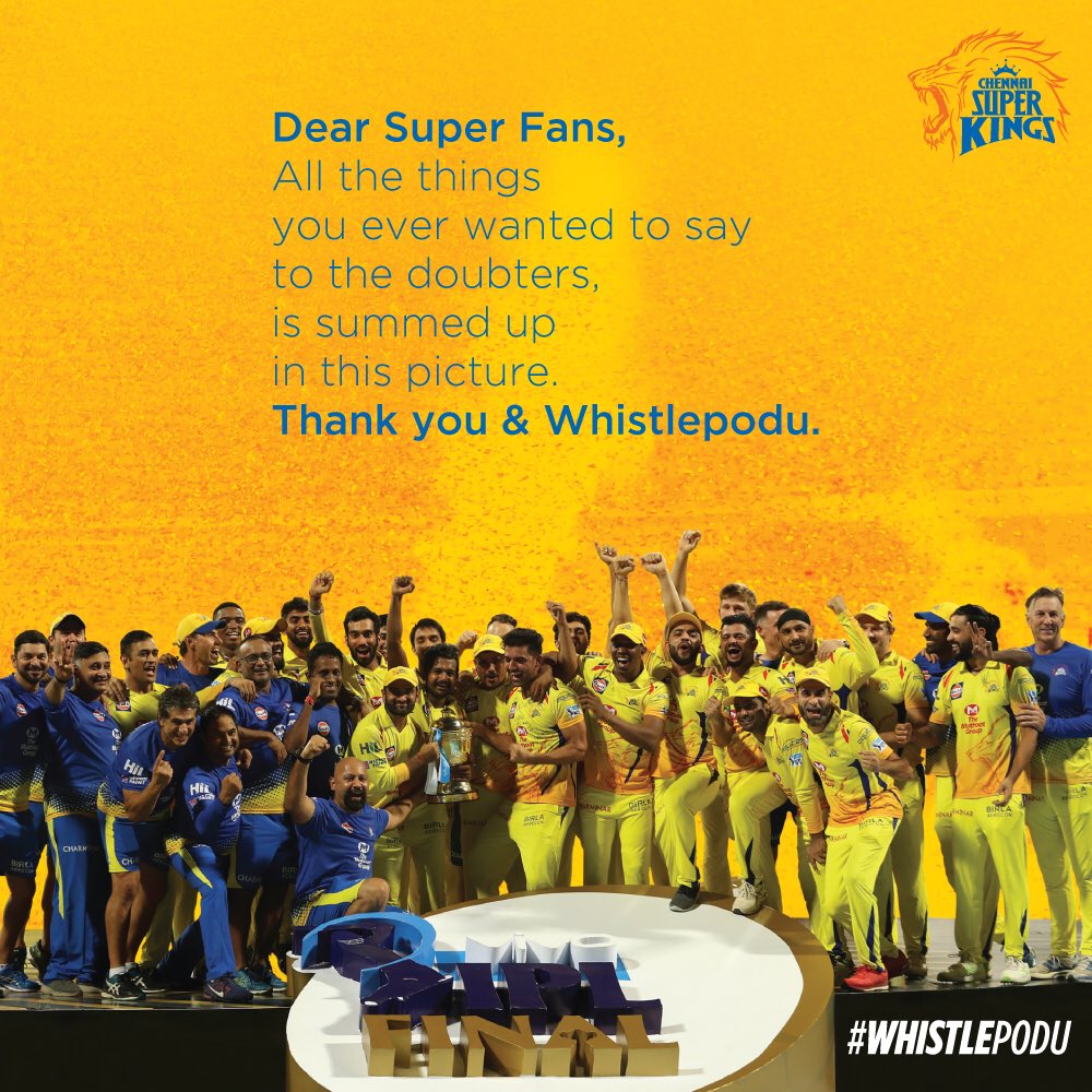 ChennaiIPL's tweet photo. 💛🦁#WhistlePodu #Yellove https://t.co/JhiPEPM4Tx
