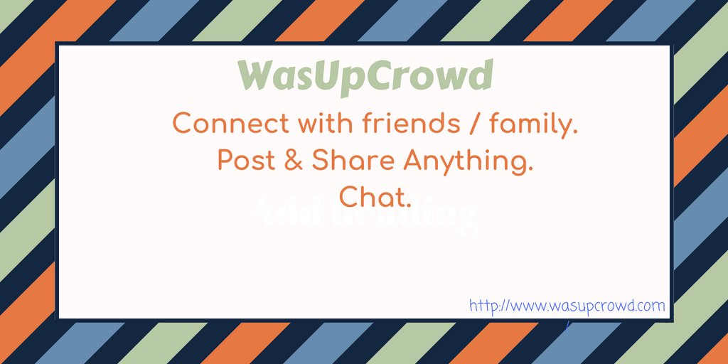 WasUpCrowd's tweet photo. wasupcrowd - the social media in which you can interect with the world . sign in into the new world you never seen ever .Connect with friends / family.
Post & Share Anything.
Chat.
#socialmedia #againstfacebook https://t.co/W9rChoFsRS