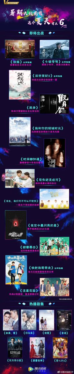 dramapotatoe's tweet photo. Tencent releases a list of upcoming summer dramas for 2018!
#LegendofFuyao
#FightBreakSpheres
#TheEternalLove2
#Lostin1949
#OurGlamorousTime
#SeeYouAgain
#CryMeASadRiver
#AllOutOfLove
#TheBrightestStarInTheSky
#SweetCombat
#TakeMyBrotherAway
#MeteorGarden2018 https://t.co/8YXlEMnKIE
