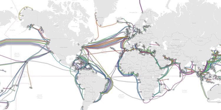 jamia_rain's tweet photo. @DomeDweller21 True indeed, our world’s  intricate web of undersea internet cable map looks something like this. https://t.co/TY75KEIrc1