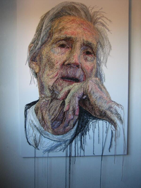 'The Dementia Darnings', portrait series started in 2011 by artist Jenni Dutton, daughter/ carer for her mother #womensart