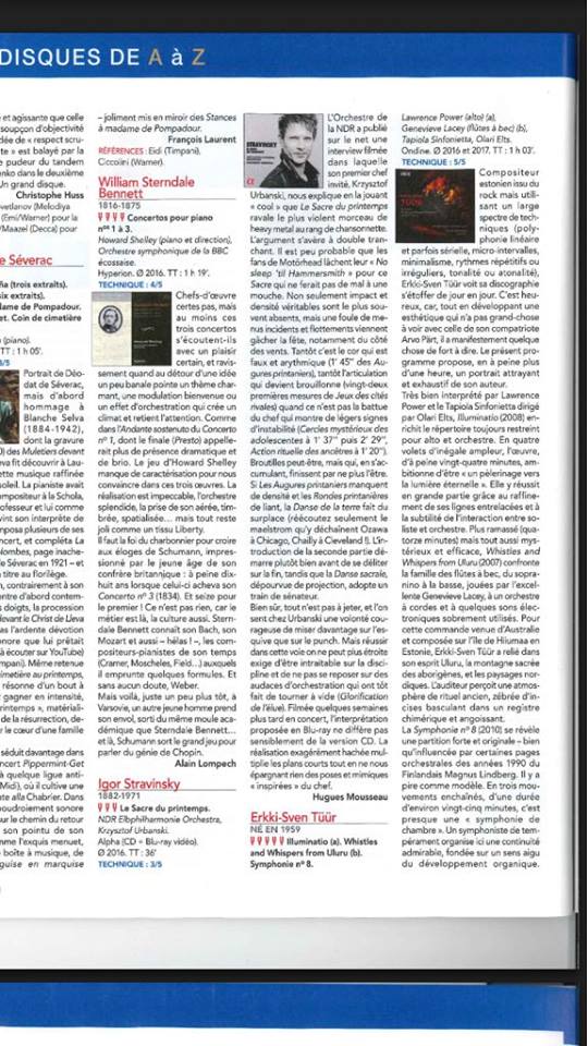 5 star review in @Diapasonmag to our album with Erkki-Sven Tüür! 'Très bien interprété par Lawrence Power et le Tapiola Sinfonietta dirigé par Olari Elts, 'Illuminatio' enrichit le répertoire toujours restreint pour alto et orchestre'