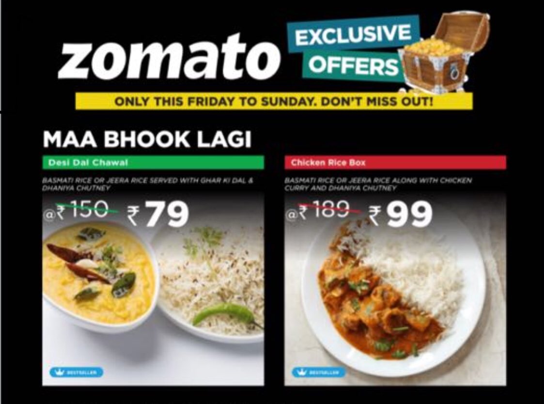 maabhooklagi's tweet photo. Today Exclusive offer. Don’t miss it and grab the offer by ordering from Zomato. Order now. Only for Bellandur Location.
#maabhooklagi #mbl #exclusive #offer #weekend #desidalchawal #chickenricebox #zomato #bellandur #order #online https://t.co/3aeWrhoQDJ