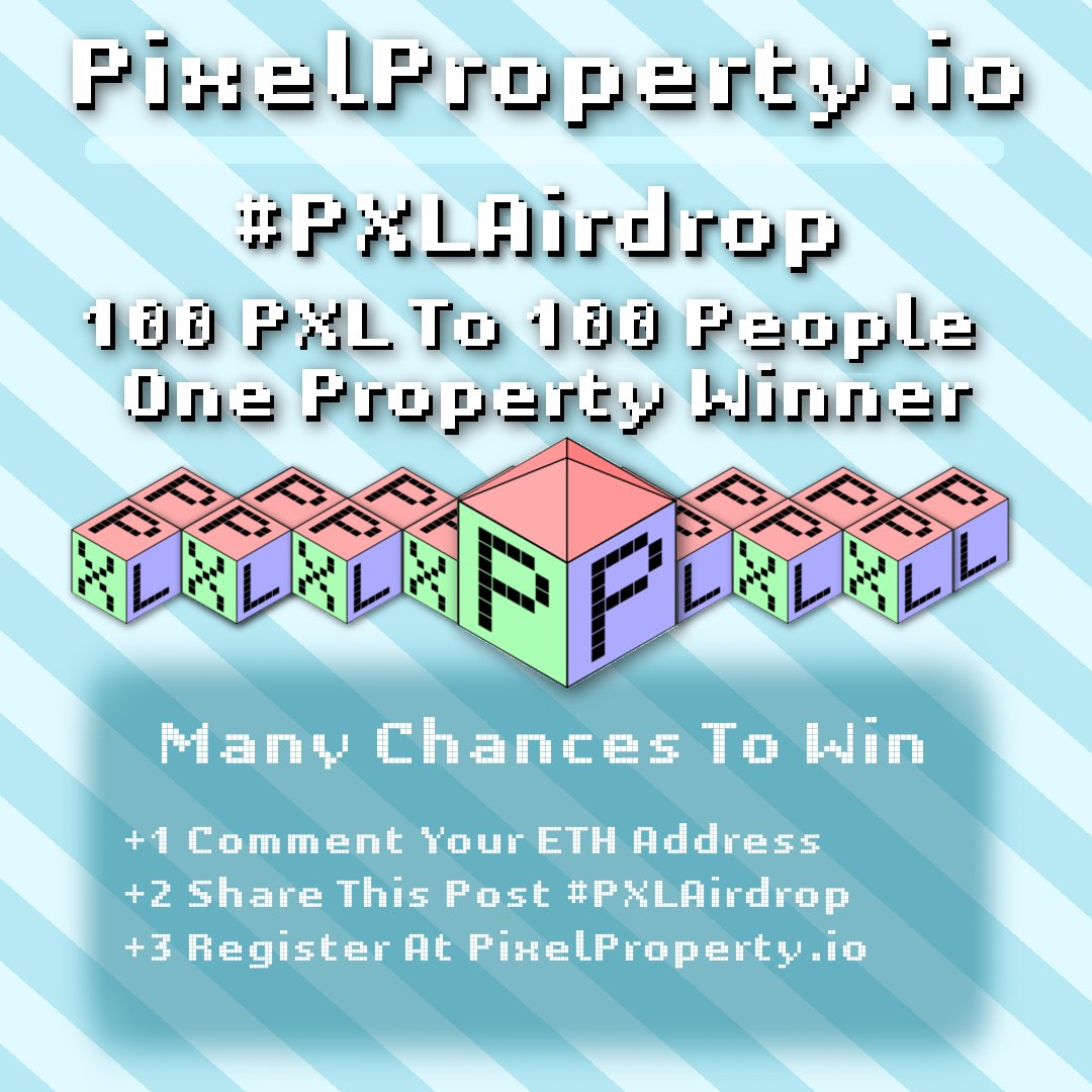 PixelPropertyio's tweet photo. Only twelve hours left for the #PXLAirdrop #giveaway! Entrance closes June 1st at 3pm ET / 7pm UTC.

Visit https://t.co/f7GYiYdX2E for more ways to enter our #airdrop! 

#airdropalert #erc20 #crypto https://t.co/tdeBBVMBzd