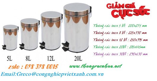 Thung rac inox dap chan