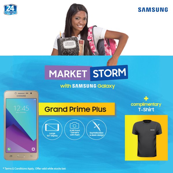 SamsungMobileTz's tweet photo. Usiache hii ofa iishe hivihivi, ibuka fasta duka la Samsung na nunua #GrandPrimePlus ya kibabe kwa bei ya Tsh 295,000/- na upewe T-shirt kali papo hapo! #ShujaaAmerudi https://t.co/g5OGF0bV4L