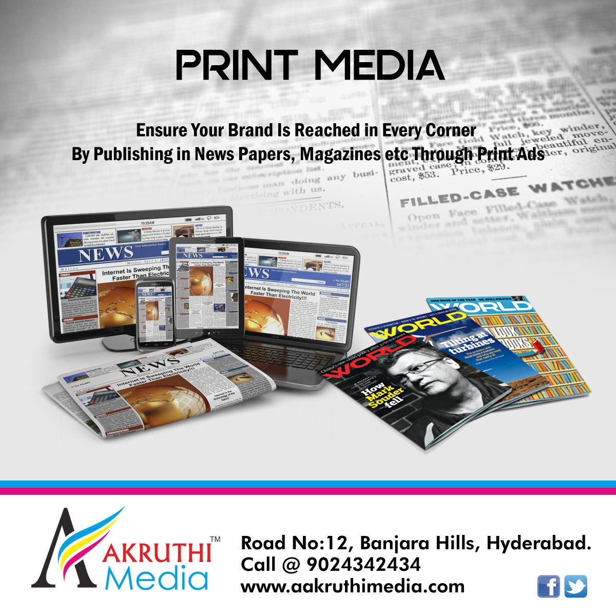 aakruthimedia's tweet photo. #Ensure your #Brand is reached every Corner...
#Publish in #Newspapers, #magazines and more

#OutdoorMarketing, #DynamicAdvertising, #OnscreenAdvertising,#Theaterads,#Busbranding, #Autobranding, #Mediaplanning, #DigitalMarketing

Please like our page, Contact: 90243 42434 https://t.co/xJrNLUT5C5