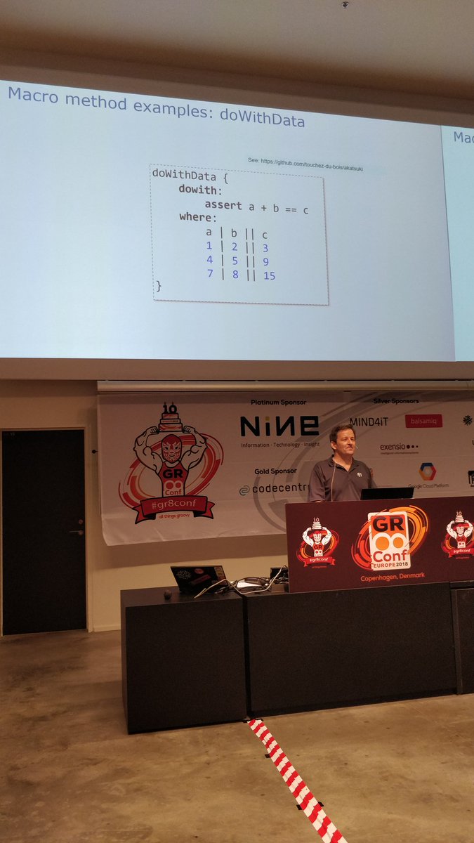 sbglasius's tweet image. The power of #groovylang macro features. Here #spockframework like syntax in your code @paulk_asert