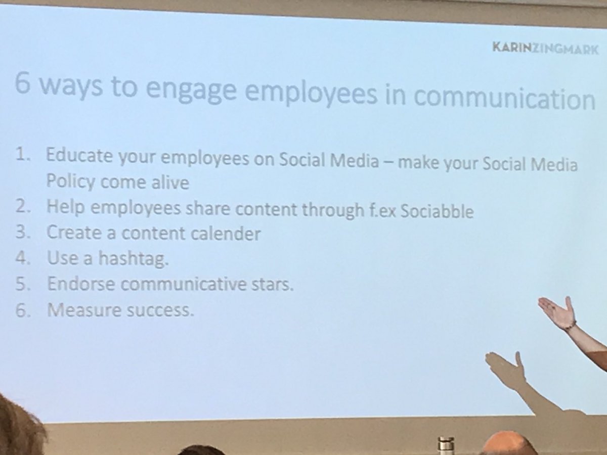 MikaPerttola's tweet photo. 6 ways to engage employees in communication by @KarinZingmark #IGEP2018 https://t.co/6keFpeBwj0