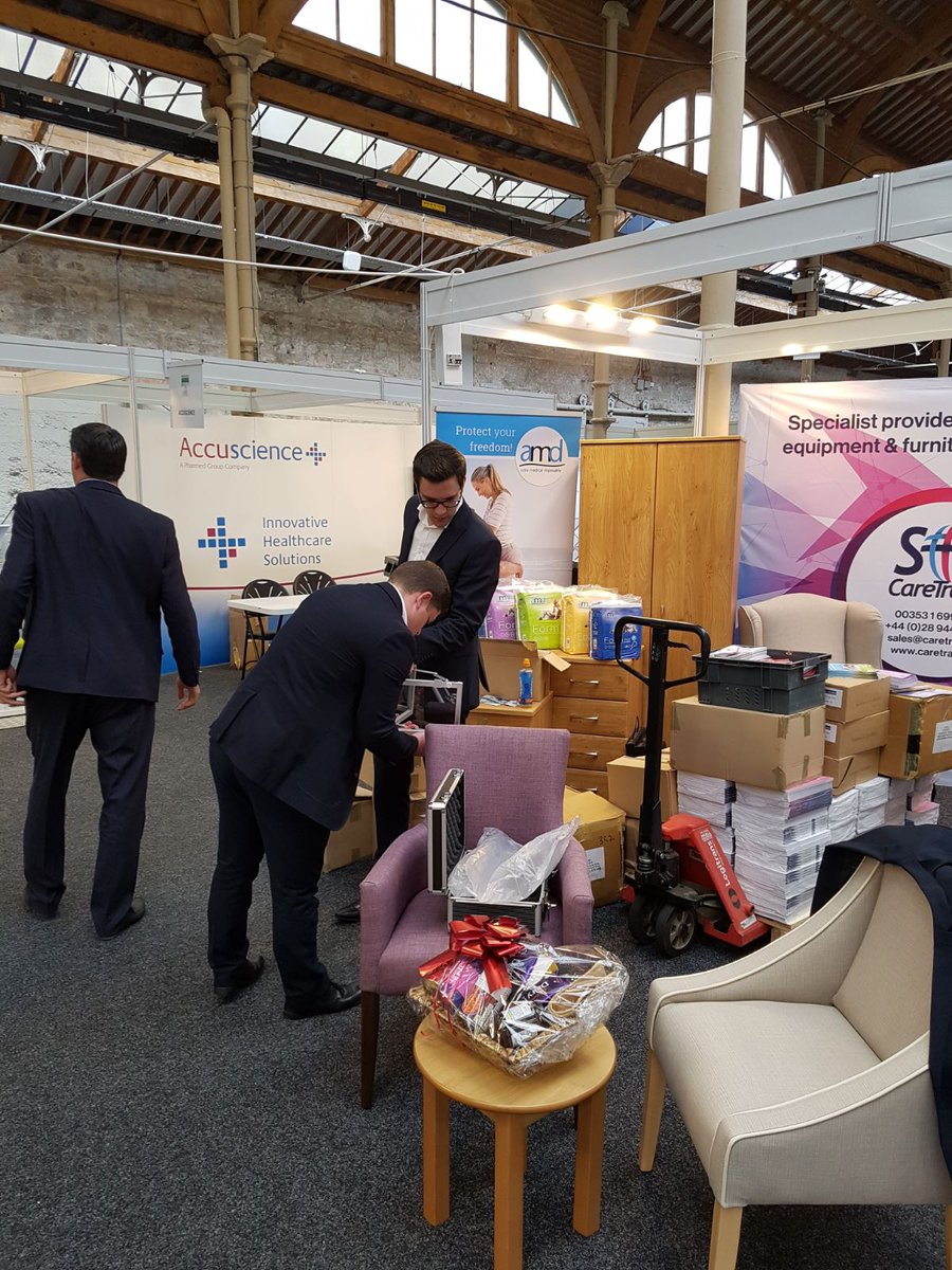 SandECareTrade's tweet photo. @ramblegard are at the Nursing Homes and Eldercare Show today at the RDS, Dublin. Our team are busy setting up. The show is on from 10.30am-5pm so why not come over and see us ...we'd love to chat! https://t.co/3xuvoOC8zl
