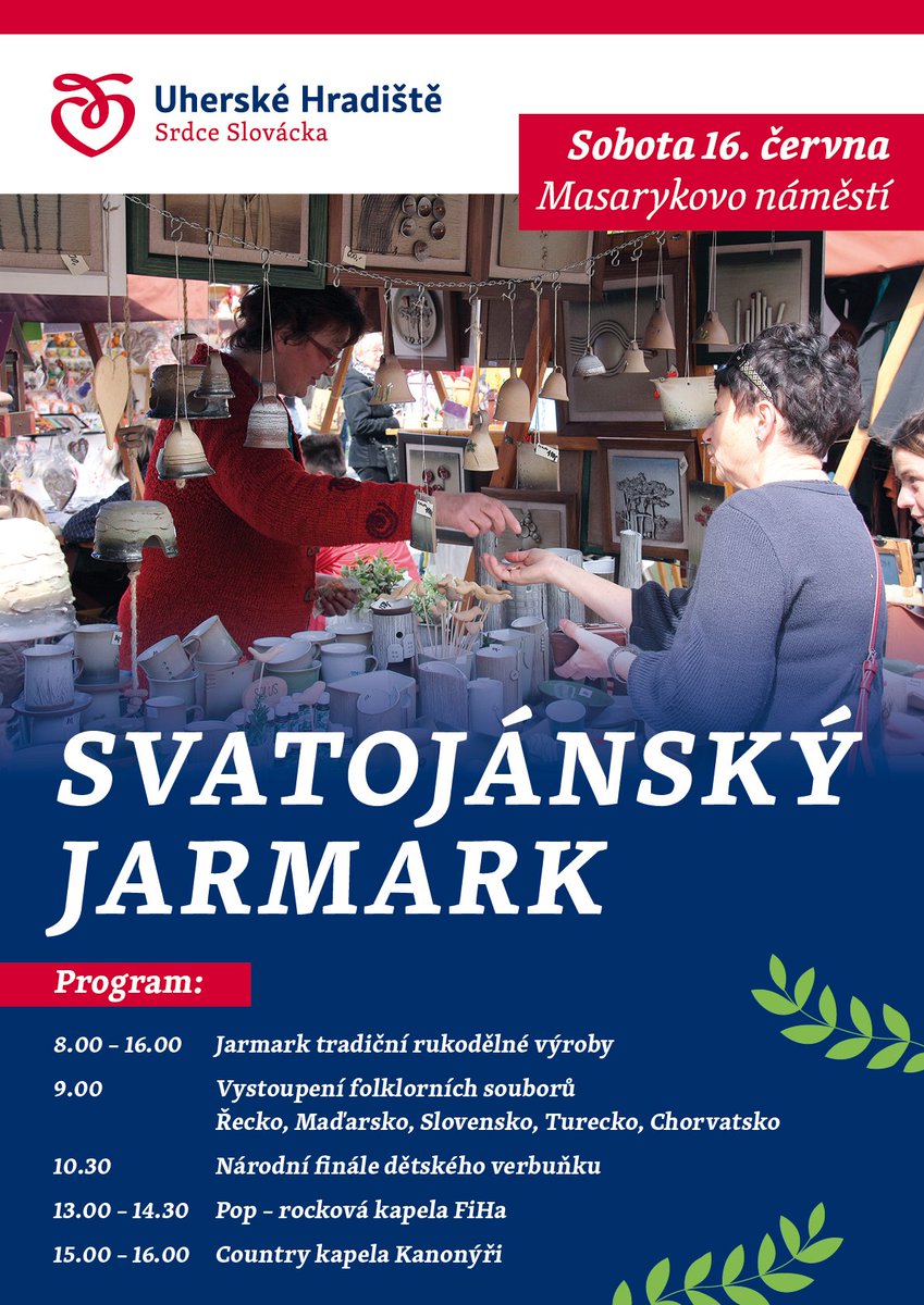UHradiste's tweet photo. Další jarmark na obzoru! Tentokrát Svatojánský! V sobotu 16. června na Masarykově náměstí v @UHradiste! Stánky s prodejem výrobků tradiční rukodělné výroby, folklorní soubory a národní finále dětského verbuňku! #uherskehradiste #jarmark #folklor #tradice #verbunk #kultura https://t.co/Tnd7UvTHbp