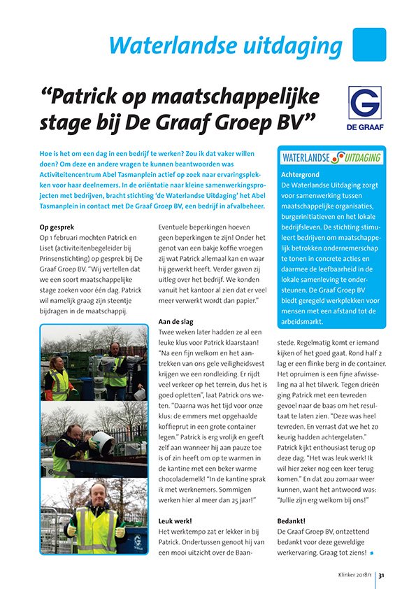Prinsenstichting en De Graaf Groep: Dat werkt! lees het verslag van Patrick's maatschappelijke stage. #deuitdagingwerkt