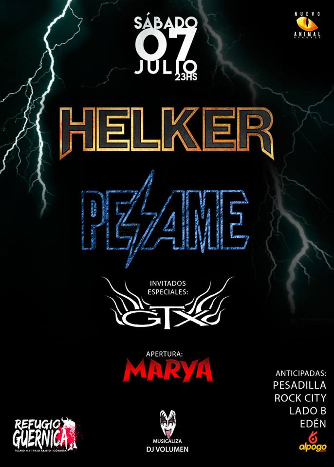 BandaPesame's tweet photo. VOLVEMOS!!!
* @HelkerPrensa * @BandaPesame * @GTXMETAL * @Marya * @djvolumen  * // Sábado 7 de julio * 23hs * @RefugioGuernica // Anticipadas (promoción lanzamiento por tiempo limitado) : Comprando 2 tickets te llevas 3 en todos los puntos de venta! https://t.co/4J8hCWQvkL