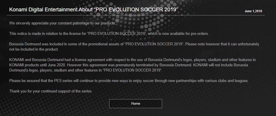 Marvin_Ronsdorf's tweet photo. Der @BVB kündigt den bis 2020 laufenden Vertrag mit @officialpes. Sehr seltsamer Move, eine Partnerschaft so kurzfristig zu beenden. 🤔😕 Vor wenigen Wochen wurde #PES2019 noch mit BVB-Screenshots angekündigt. https://t.co/0AxqOFBtZL