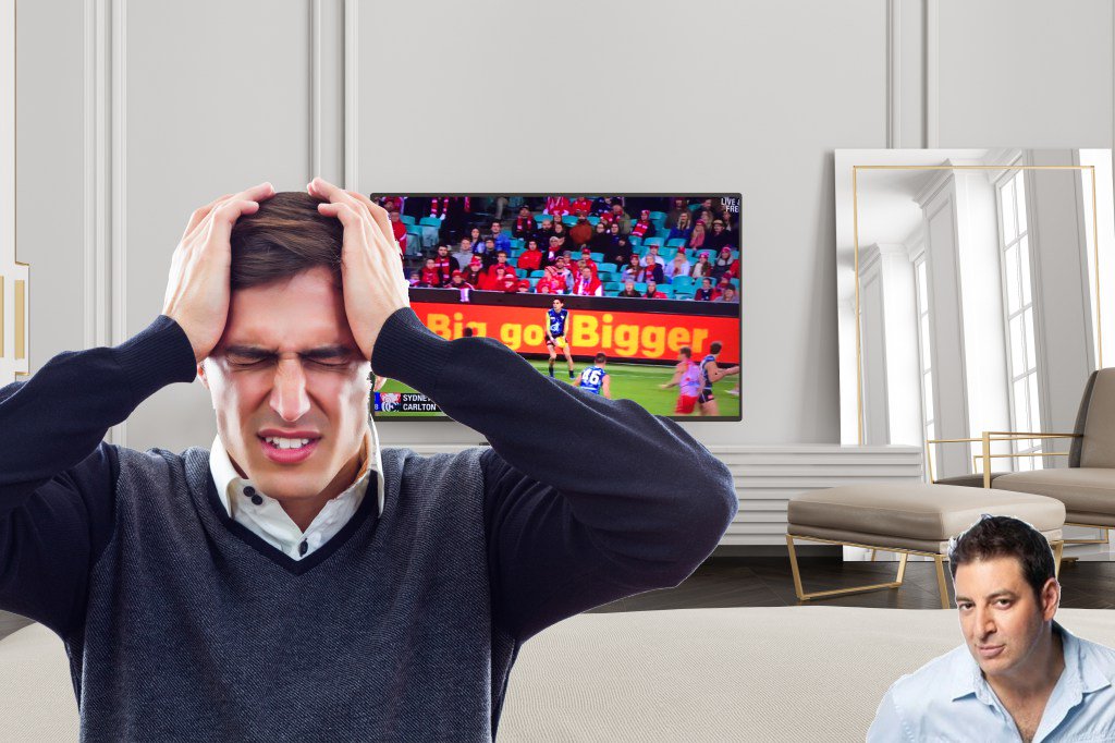 TheFirstReserve's tweet photo. Footy Fan’s Brain Aneurism Caused By Carlton And Basil Zempilas On Friday Night Footy https://t.co/kQ70GLaTwR https://t.co/c4YgOFx4bE