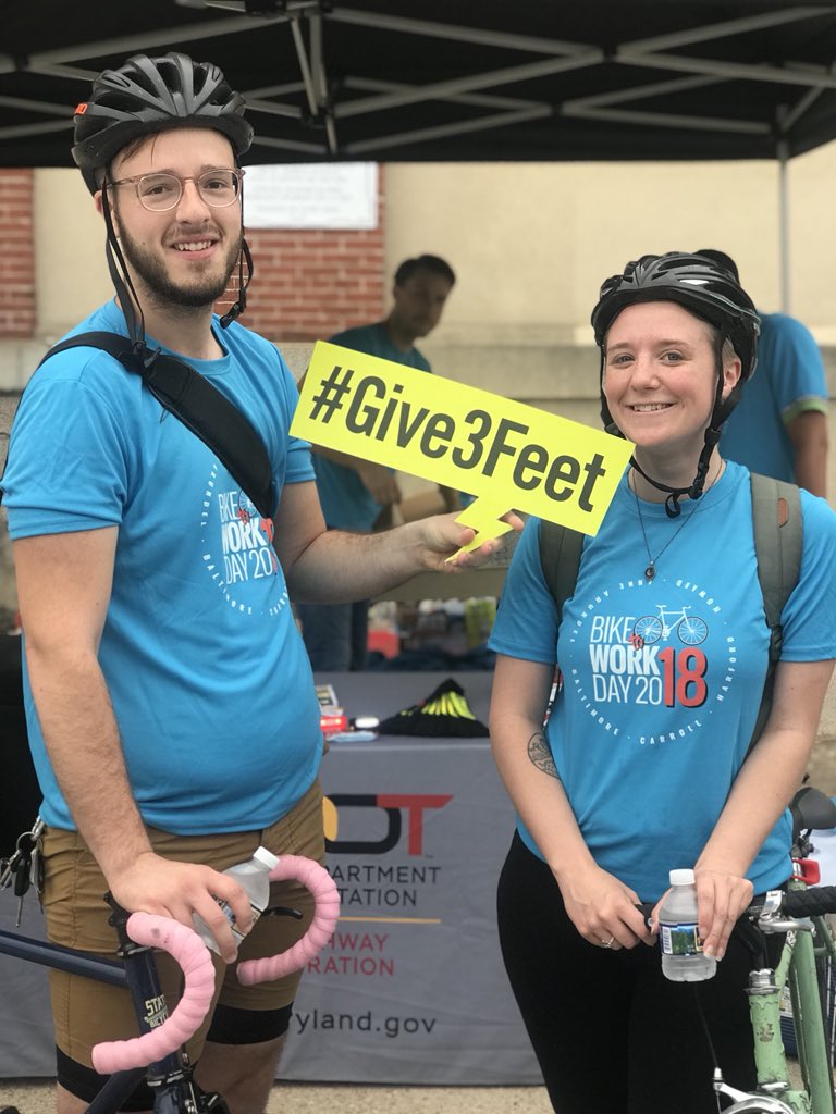 MDSHA's tweet photo. #LookUpLookOut Cyclists are on the move! Please remember to #Give3Feet to cyclists when passing. VJ #B2WD2018 #MDOTNews https://t.co/we24oKqOKn