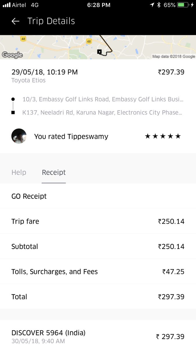uharsh's tweet photo. @Uber @Uber_Support @Uber_India really disappointed with your customer service. Had paid driver toll and was again charged separately. Why don���t you train your drivers not to collect cash when its non cash journey. They insist on cash...is this a scheme from Uber to defraud is https://t.co/qWNjo1hwPW