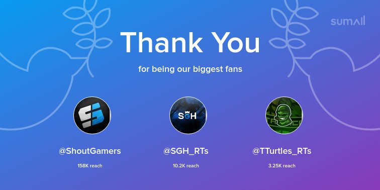 amv_hub's tweet image. Our biggest fans this week: @ShoutGamers, @SGH_RTs, @TTurtles_RTs. Thank you! via sumall.com/thankyou?utm_s…