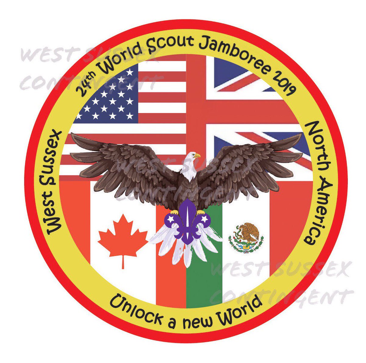 WSJ2019Unit68's tweet photo. We’re super excited to release our design for our joint County fundraising badge with @WSJ24Unit67 !!! It’ll be on sale very shortly! #UK24WSJ @ukcontingent  @WestSussexScout 
#countybadge #fundriasing #unit68thisisourjourney https://t.co/PlTVx4Az7z