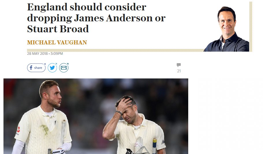 dagodd83's tweet photo. Not a bad shout @MichaelVaughan..... I did think it was a slightly odd thing to say. Still, you gave us the Ashes in 2005 so still a hero in my eyes! #ENGvPAK #Stuartbroad #JimmyA #Cricket #Ashes2005 https://t.co/LTJioZ3LM1