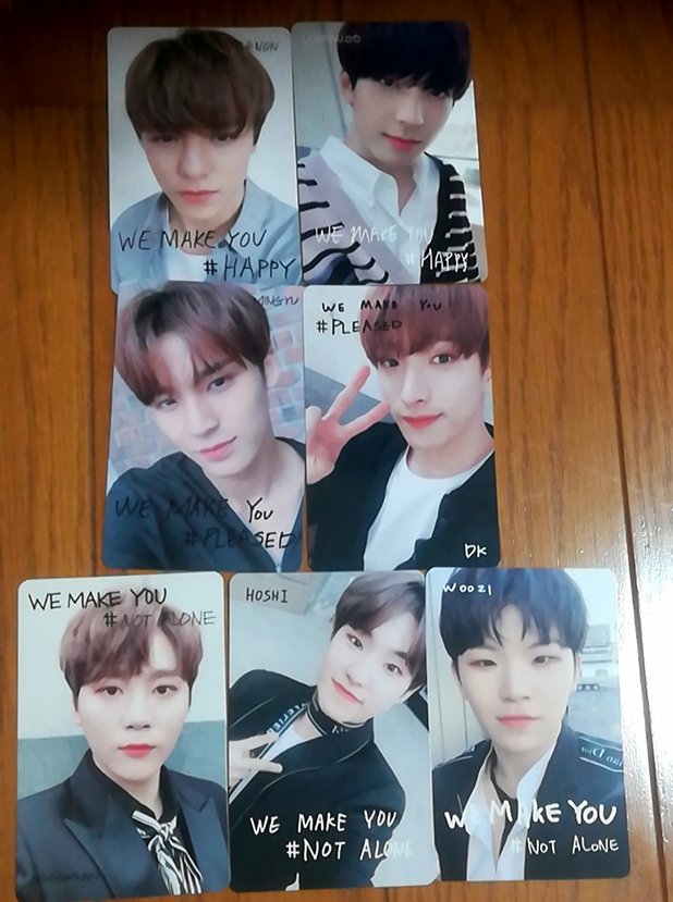 crt6svt's tweet photo. SEVENTEEN  セブチ
WE MAKE YOU トレカ 

CARAT盤  
譲:ホシ

初回A
譲:バーノン ウォヌ

初回B
譲:ミンギュ ���キョム

通常盤   
譲：スングァン ホシ ウジ

求:ジュン(同種)

郵送希望です。 https://t.co/wFNMWRW0Lh