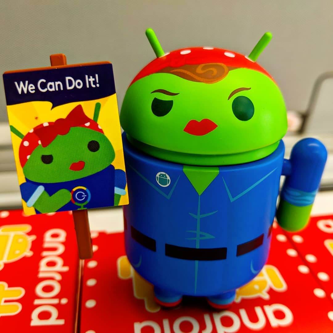 Media_UK's tweet photo. Search in Pics: Rosie the Riveter Android figurine, Google indoor tennis &amp; director chairs https://t.co/RZAV3n463x https://t.co/IUYrmsGvbT
