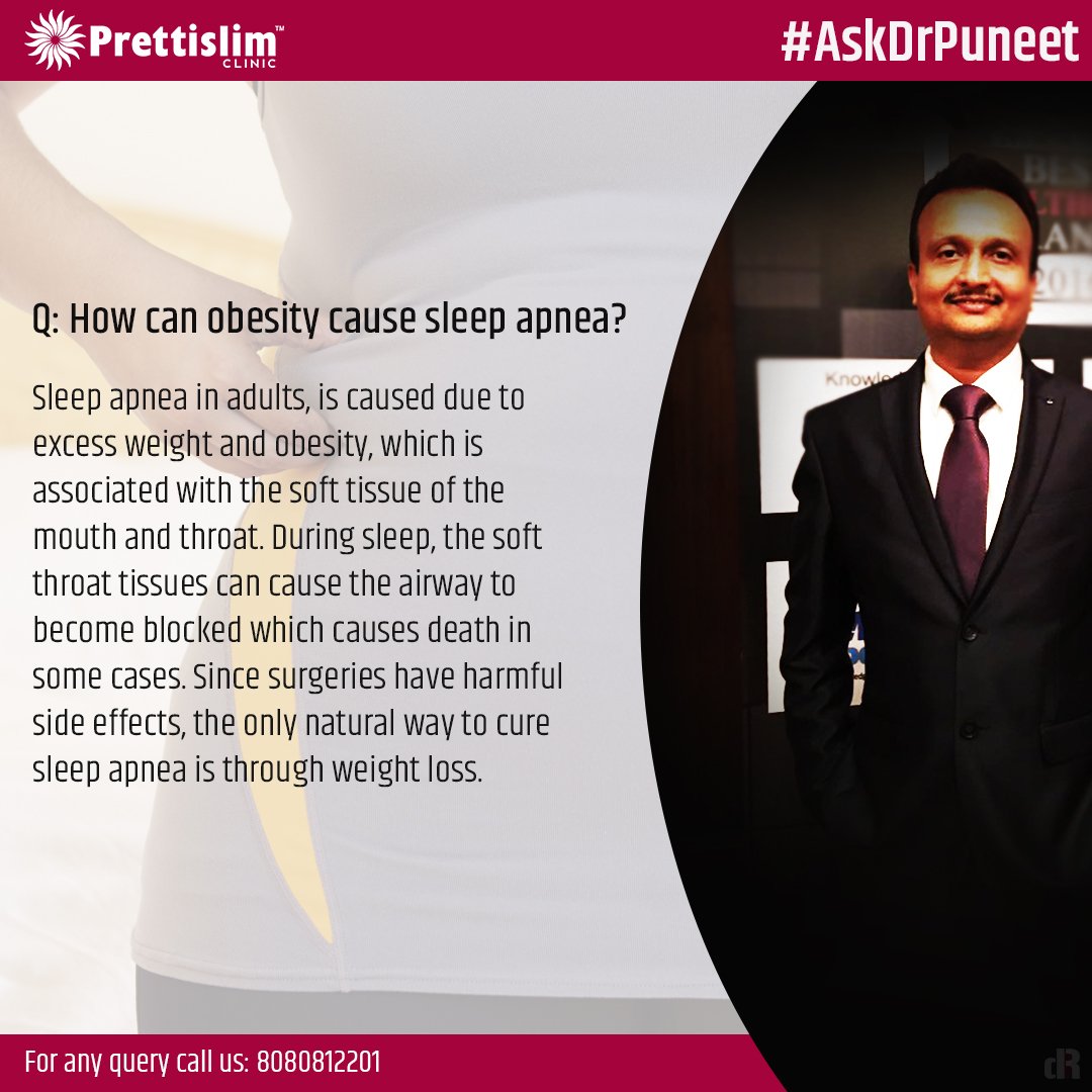 PrettislimIndia's tweet photo. Yes, obesity can be one of the key reasons behind sleep apnea. The only way to cure sleep apnea naturally, is weight loss!
Visit #Prettislim Clinic for a FREE Consultation.
CHAT NOW to BOOK your Appointment: https://t.co/2Q0N4EW7uP | Call : 8080812201 https://t.co/ifMm3Pw3rF