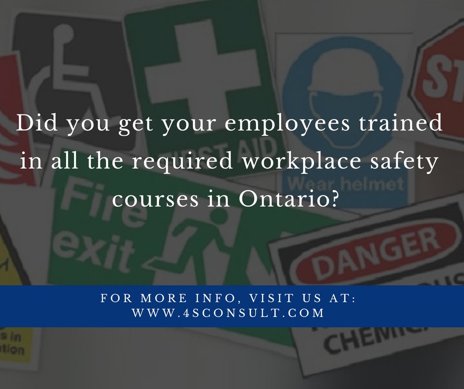 Click on bit.ly/2J5zHYs to know more about the 4 Mandatory Workplace Safety Trainings in Ontario. #ohstraining #4sconsult #healthandsafety