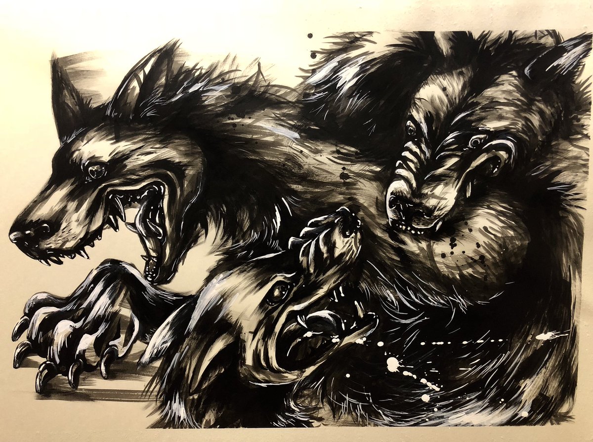 水墨画 日本画 動物 狼 SEKIRO ウルフ 絵画 作家「Gehenna」-