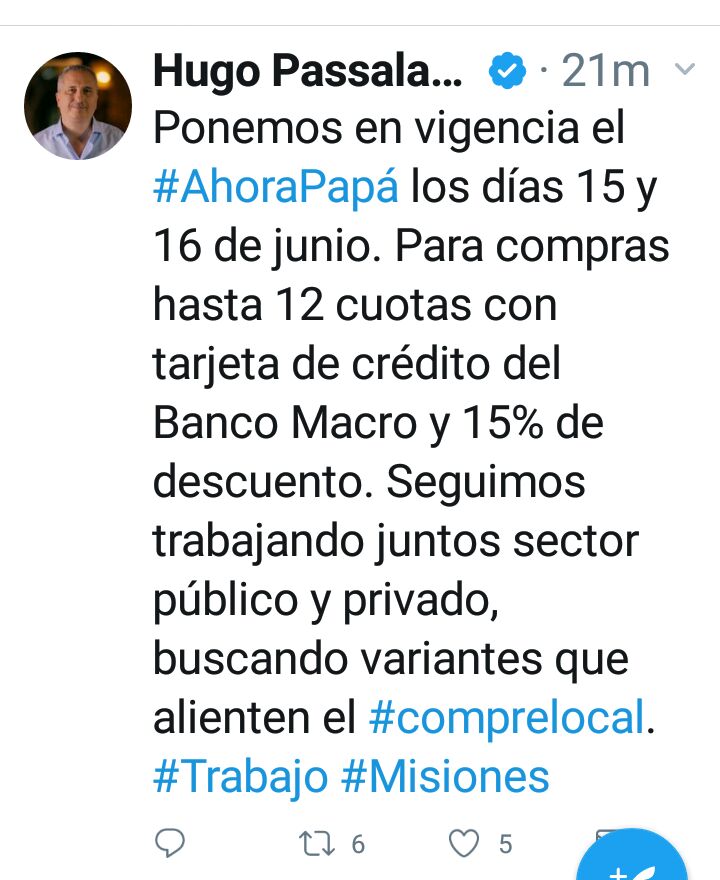 noticiasdel6's tweet image. .@passalacquaok anunció el programa "Ahora Papá" #AhoraPapa #comprelocal 
noticiasdel6.com/passalacqua-an…