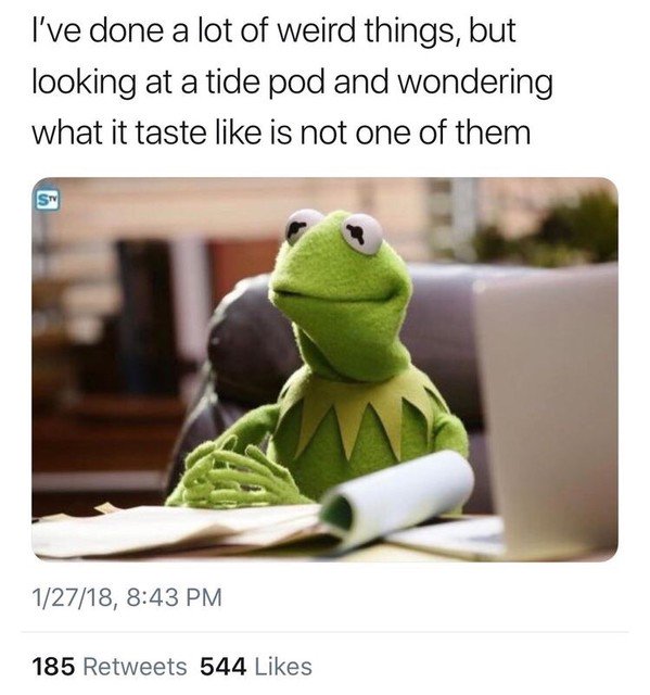 Bhaynes2547's tweet photo. #Truth #goodmorning #Friday #cleveland #instagram #happyFriday #june #june1st #kermitthefrogmeme #lmao #tidepods #wtf #blogger #funny #thanksforlike #like4like #l4l #weekend #humor #wierdthings https://t.co/vEaRFv8aXN