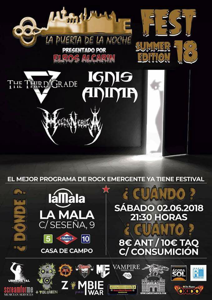 nakerband's tweet photo. !!! 1 Día Para @PuertadelaNoche Fest (Summer 18 Edition) en #MADRID !!!

Bandas: @IgnisAnimaBand @HelixDeath @TheThirdGrade3 
Lugar: Sala LaMala (Calle Seseña 9)
Inicio: 21:30 hrs.
Precio: 8€ Ant /10€ Taq
Entradas: https://t.co/f0lyeVamc7

💀💀💀https://t.co/KxkE8cQrKp💀💀💀 https://t.co/ONqolWkV0h