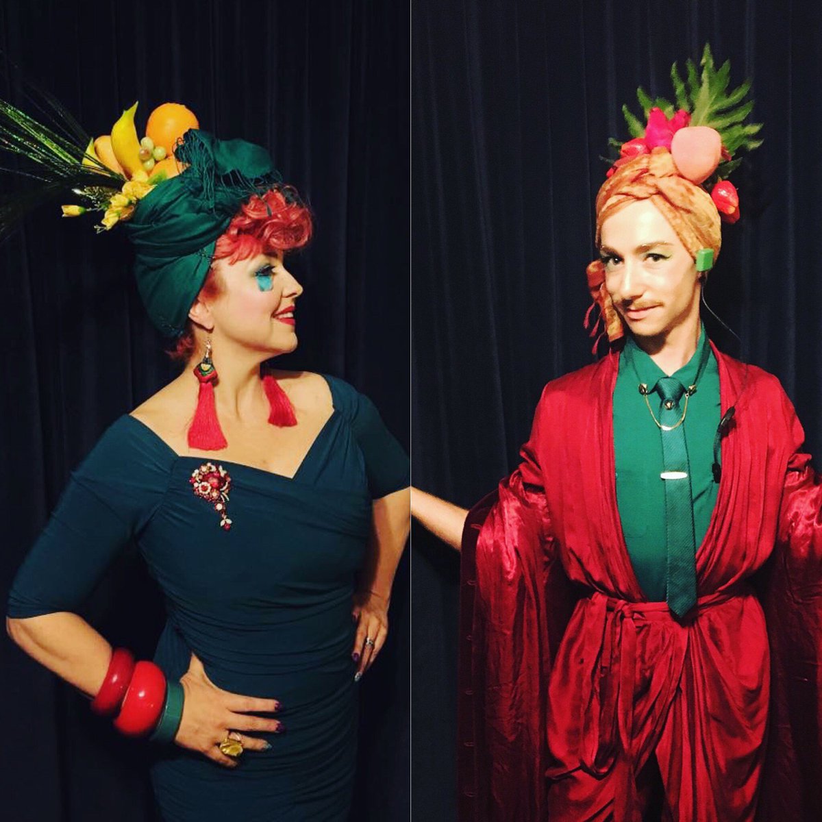 PetaAdl's tweet photo. This evening’s @lovelyliv90 @adelaidecabaret offering from 2016 ~ more juicy fruits! Carmen Miranda eat your heart out darrrling! And to stir up just a little controversy, what we *really* want to know is: WHO wore it better? #adcabfest #bespoke #bespokehospitality #bespokeadl https://t.co/WBsQOJAwpv