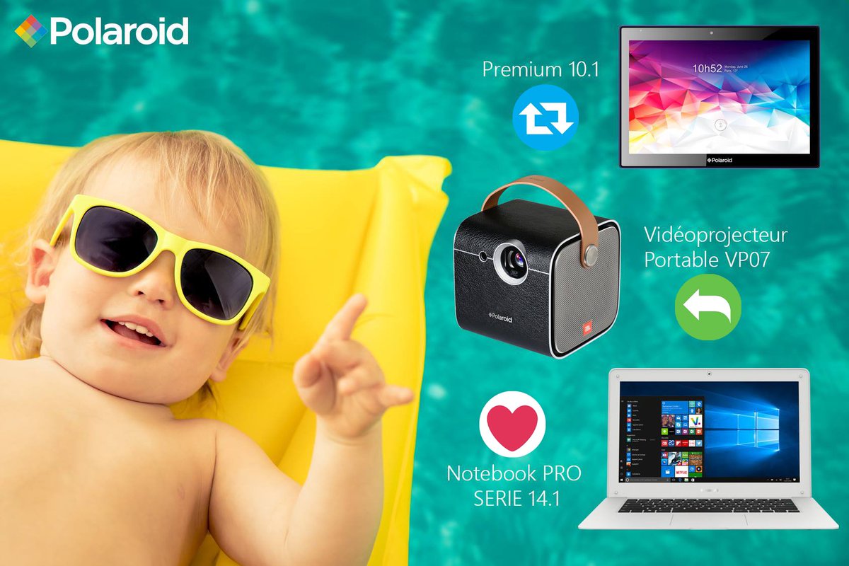 PolaroidFrance's tweet photo. Les vacances estivales se préparent déjà ! Cet été vous serez plutôt :
🔃 Tablette, pour regarder vos séries où vous voulez !
↩ Vidéoprojecteur, pour des soirées cinéma en plein air !
💟 Notebook, pour travailler entre deux bronzettes !
#MonEté #TechnoSummer #Polaroid https://t.co/eSCTTKrfVE