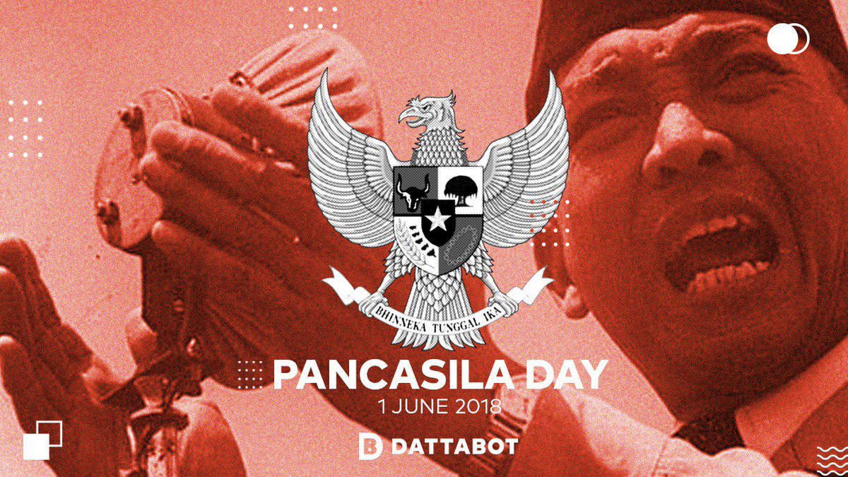 DattaBot's tweet photo. The crystal of Indonesian values were born in 5 principles today on 1st June 1945. Let’s always remember that we are one and we are Indonesian. Happy Pancasila Day 2018! #Dattabot #PancasilaDay https://t.co/bjS3gMMb5Z