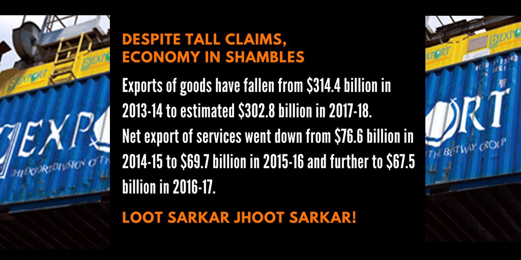 akghosh212's tweet photo. #LootSarkarJhootSarkar 
Despite tall claims, Economy in Shambles! Exports down!
#4YearsFullOfTears. https://t.co/YVV78vPhfT https://t.co/XxUMxmQDAw
