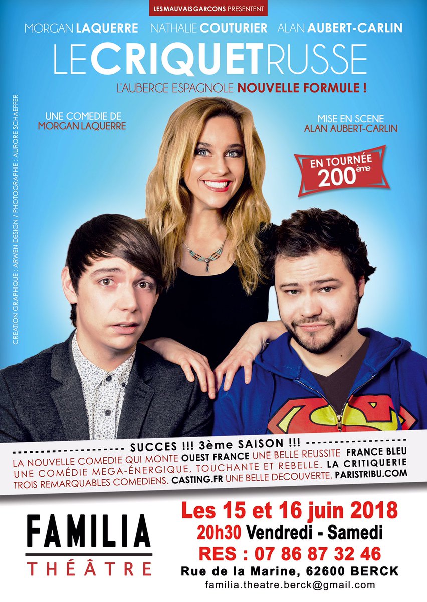 LeCriquetRusse's tweet photo. ⚠️ [TOURNEE BERCK]
les 15 et 16 juin au Familia Théâtre. Et ce sera le grand retour du trio d'origine !!! https://t.co/WLeiAe6ZlG
#Berck #Nord #Tournée https://t.co/wg5Tmn2k2q