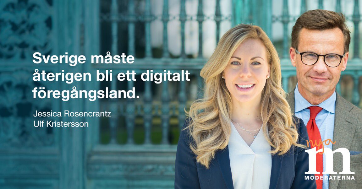I dag presenterar Ulf Kristersson &amp; <a href="/Rosencrantz_J/">Jessica Rosencrantz</a> en rapport med åtgärder för ökad digitalisering och användning av AI. Syftet är att stärka Sveriges position som föregångsland inom digitalisering och på så sätt främja såväl konkurrenskraft som välfärd.
moderaterna.se/sverige-ska-va…