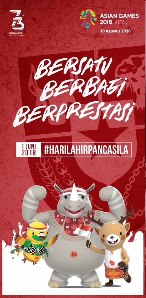 Sama-sama Indonesia, sama-sama Pancasila. Selamat memperingati Hari Lahir Pancasila, 1 Juni -Jkw