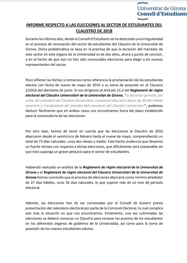 estudiantsudg's tweet photo. @finsaramateix S'ha protestat, i fins i tot vam fer una proposta. 👇 Aquest CdG necessari per la convocatòria d'eleccions se'ns va negar per part d'@UdGGovern, on ens emplaçava a la seva aprovació en el CdG d'ahir, 31 de maig. Des d'@estudiantsudg no vam aconseguir forçar-lo. https://t.co/NVqeV2UFRp