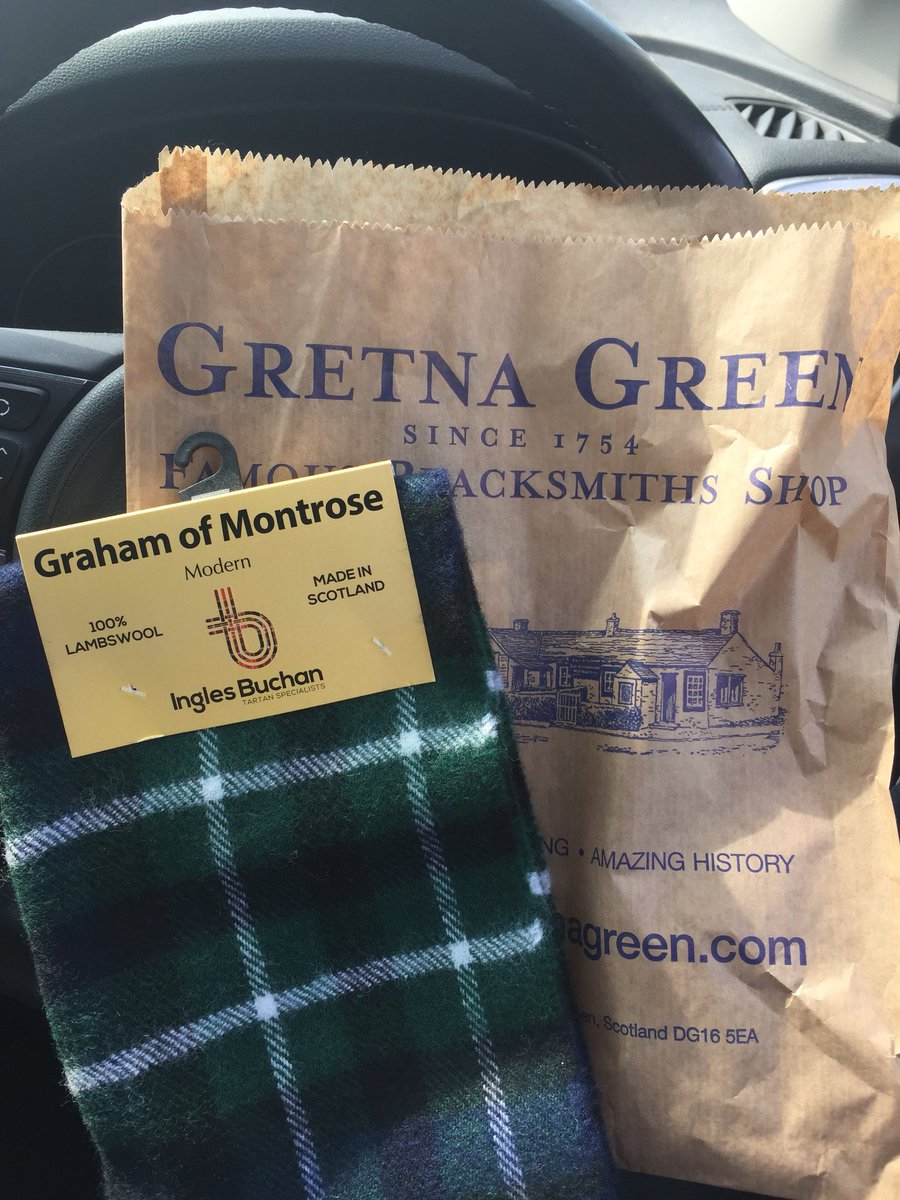 JGDecorator's tweet photo. Heading back home after a nice week away. Stopped off at #gretnagreen and picked up my family tartan #clangraham https://t.co/dAeJNwa0FP