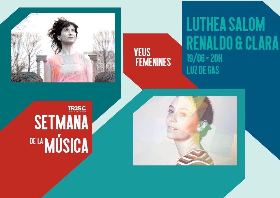 Carles Almagro (@carlesalmagro) on Twitter photo ¡SORTEO!
Regalamos una entrada doble para el concierto de <a href="/lutheasalom/">luthea salom</a> & <a href="/Renaldoiclara/">Renaldo & Clara</a> el 19 de junio en <a href="/LuzdeGasClub/">Luz de Gas</a>
Para participar -> Síguenos y RT
#SetmanaMúsicaTR3SC by <a href="/tr3sc/">tr3</a> ¡SORTEO!
Regalamos una entrada doble para el concierto de <a href="/lutheasalom/">luthea salom</a> & <a href="/Renaldoiclara/">Renaldo & Clara</a> el 19 de junio en <a href="/LuzdeGasClub/">Luz de Gas</a>
Para participar -> Síguenos y RT
#SetmanaMúsicaTR3SC by <a href="/tr3sc/">tr3</a>