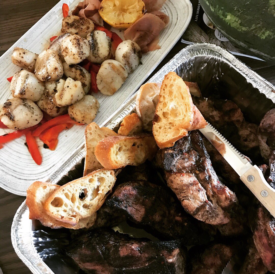 Chefsarahlu's tweet photo. #scallops and #ribs summer meal grilled to perfection @saglad32 we missed you for this meal. https://t.co/7zYrdZPC7y