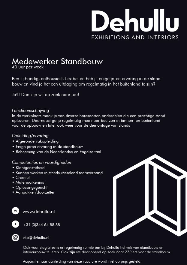 Wij zijn op zoek naar jou!

Ben jij, of ken jij de persoon die goed binnen onderstaande functie past? Neem dan snel contact met ons op via eko@dehullu.nl of 0344-648888