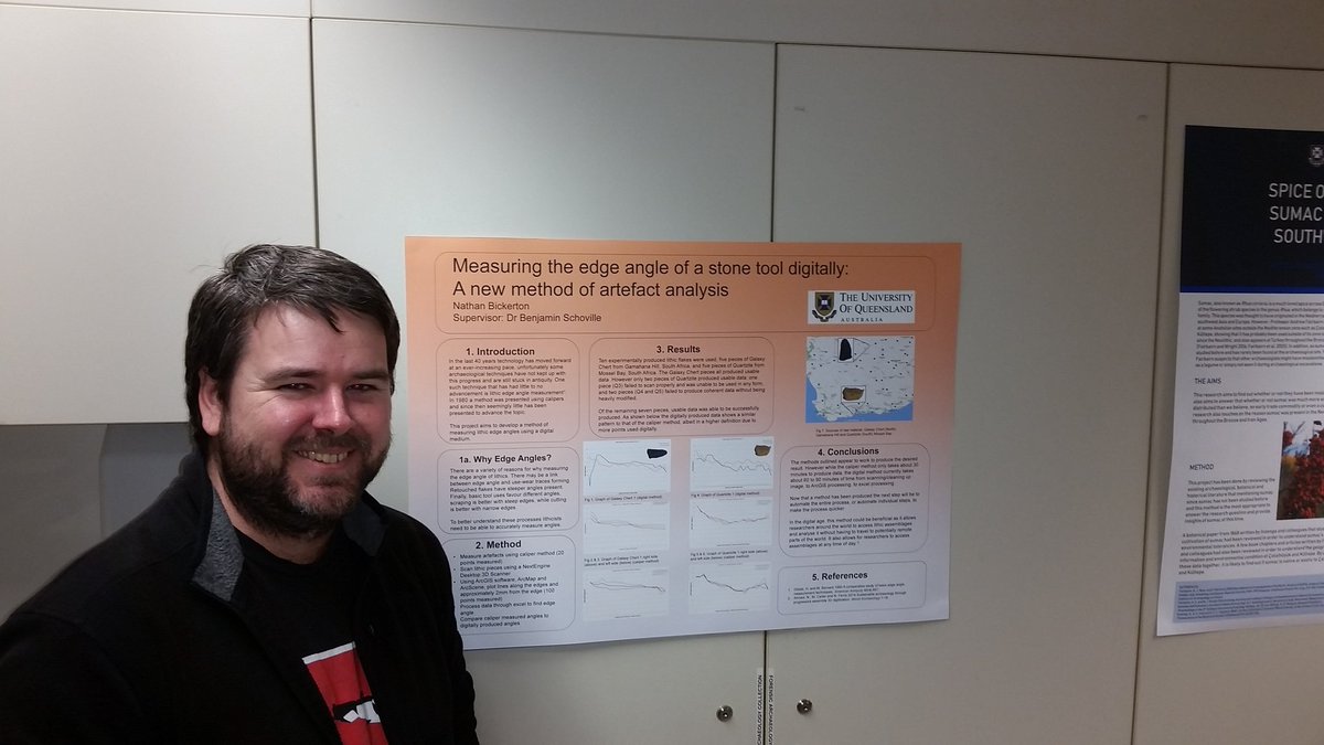 NorthOfKuruman's tweet photo. Nicely done Nate! Presented a new method for calculating edge angle as a continuous variable on flakes made on Galaxy Chert from Gamohana Hill! #experimentalarchaeology #nextengine #msa #lithics https://t.co/Zo5fLklLOZ