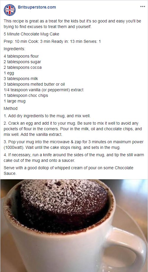 Britsuperstore's tweet photo. We try not to constantly ask customers to Buy Buy Buy. Every Friday we post a simple and easy recipe to try at home on our FB page, no sales pitch, just interaction. we thought we'd try it here too, let us know what you think. Click the pic to see more https://t.co/6zT3e4WYCb